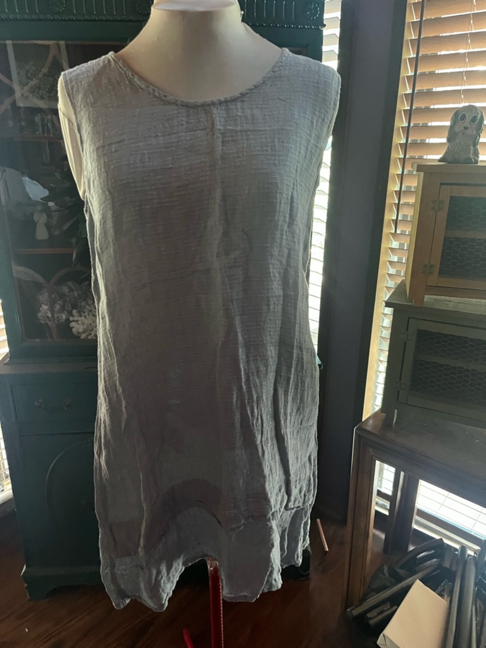 Flax medium Light Blue Linen Sleeveless Mini Dress